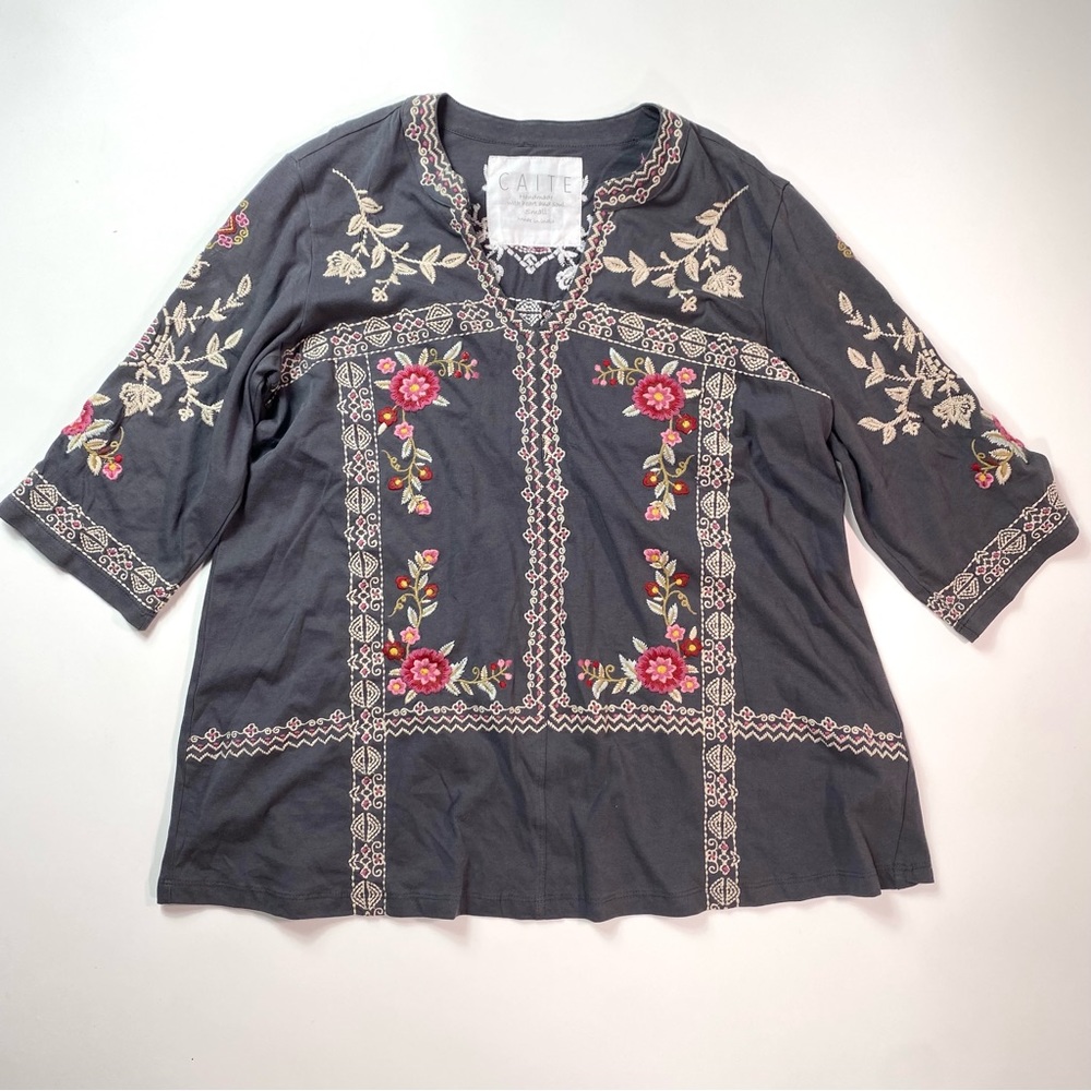 Caite Handmade Embroidered Top SZ S Small